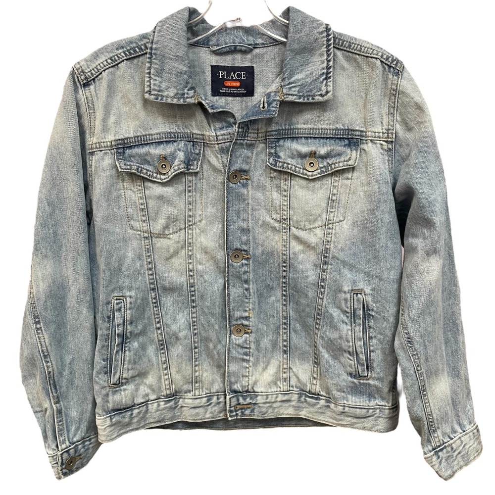 Boys The Childrens Place Denim Jacket Size L 10/12 Light Wash Jean Trucker